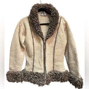 Vintage World Folk Art Chinky Knit Cowichan Cardigan/ Sweater Nanaimo BC Canada